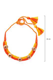 Orange-Yellow Brass Thread Choker Necklace D6b