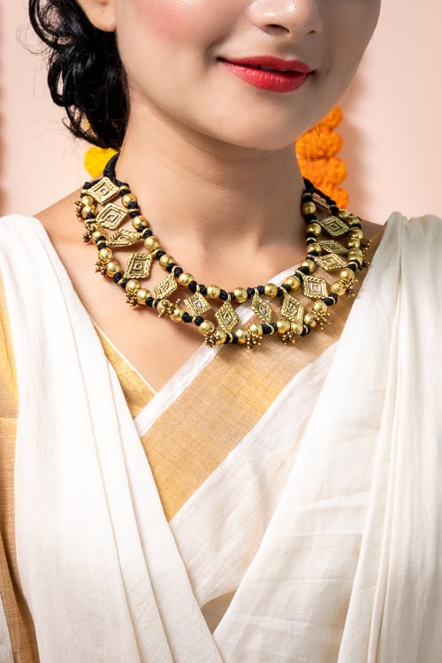 Brass Thread Choker Necklace D85b
