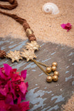 Lotus Drop Golden Ball Necklace D90b