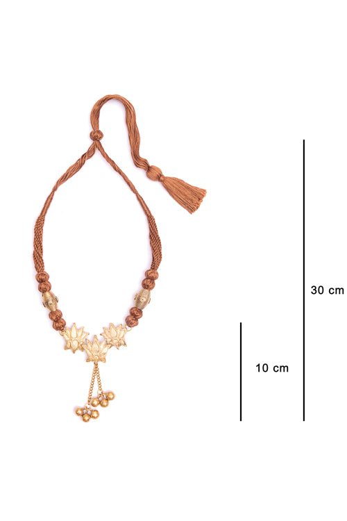 Lotus Drop Golden Ball Necklace D90b