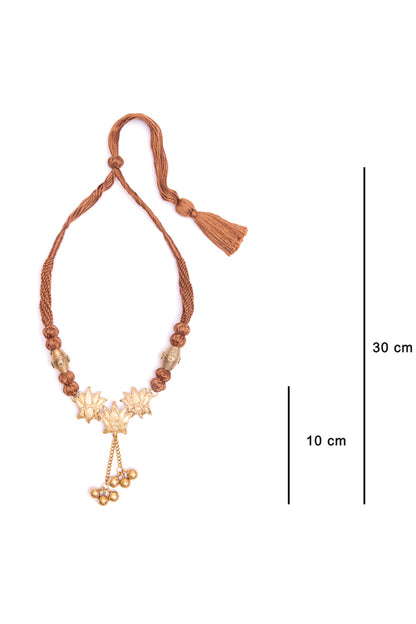 Lotus Drop Golden Ball Necklace D90b