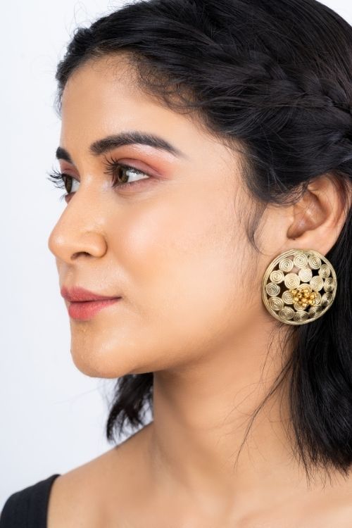 Miharu Dokra Circular Stud Earrings