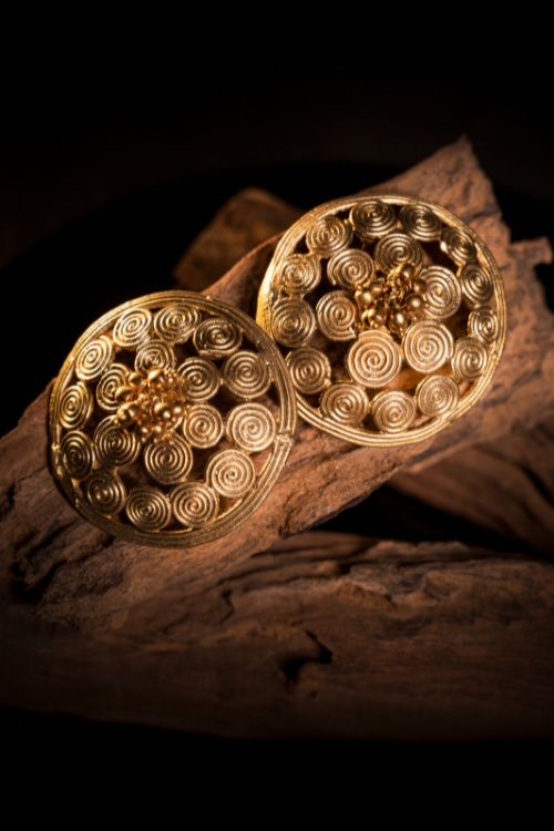 Miharu Dokra Circular Stud Earrings