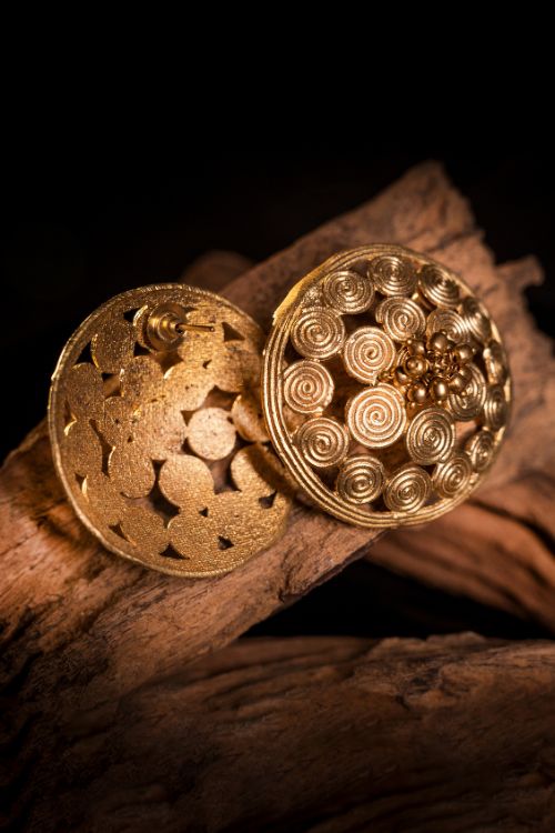 Miharu Dokra Circular Stud Earrings