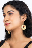 Gold and Red Circle Brass Dangling Earrings DEr35
