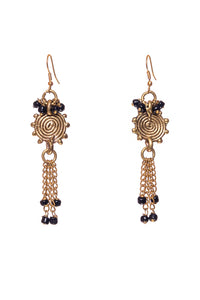 Gold Brass Tribal Pearl earrings DEr64a
