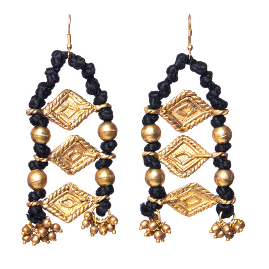 Black thread dhokra earrings