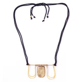 Black Gold Tone Brass Long Trinity Necklace G22