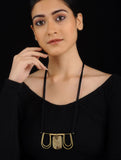 Black Gold Tone Brass Long Trinity Necklace G22