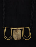 Black Gold Tone Brass Long Trinity Necklace G22