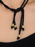 Black Gold Tone Brass Long Trinity Necklace G22
