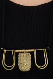 Black Gold Tone Brass Long Trinity Necklace G24