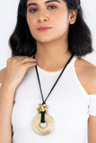 Miharu Big Circular Pendent Long Adjustable Necklace