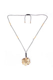 Black Gold Tone Brass Flower Pendent Long Necklace G6