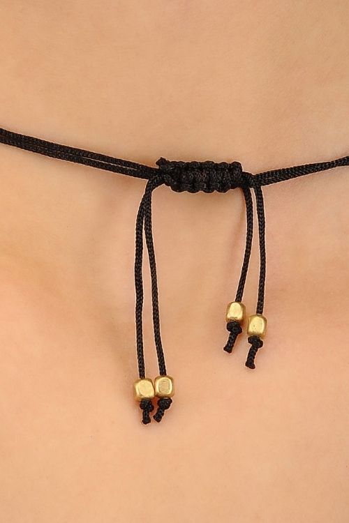 Black Gold Tone Brass Flower Pendent Long Necklace G6