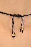 Black Gold Tone Brass Flower Pendent Long Necklace G6