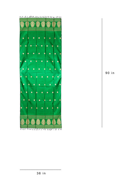 Green Silk Hand woven Dupatta MIH087