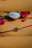 Miharu Red Golden Beaded Brass Rakhi (RH024)