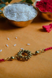 Miharu Red Golden Beaded Brass Rakhi (RH024)
