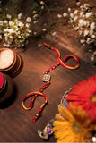 Miharu Handmade Red-Yellow Dokra Beaded Rakhi