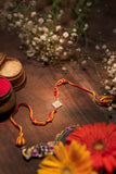 Miharu Handmade Multi Thread Orange Beaded Rakhi