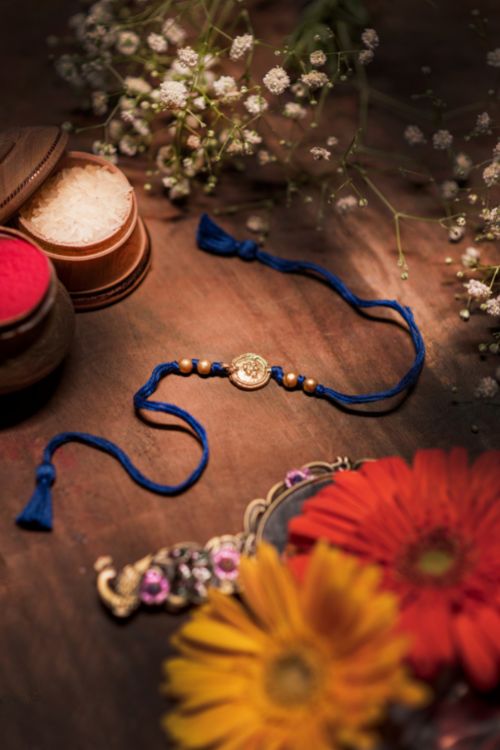 Miharu Handmade Blue Dokra Rakhi