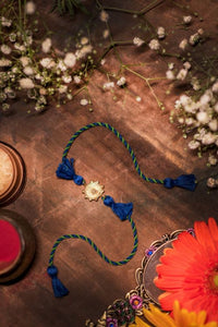 Miharu Handmade Multi Thread Dokra Tassel Rakhi