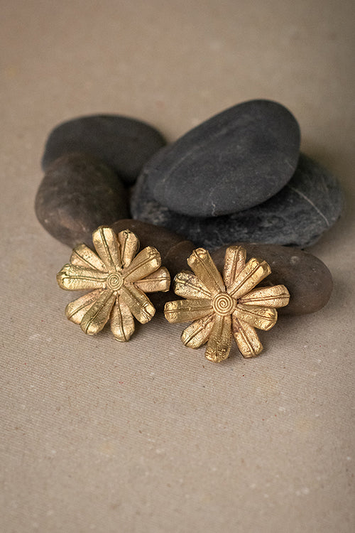 Miharu Dhokra Double Flower Earrings