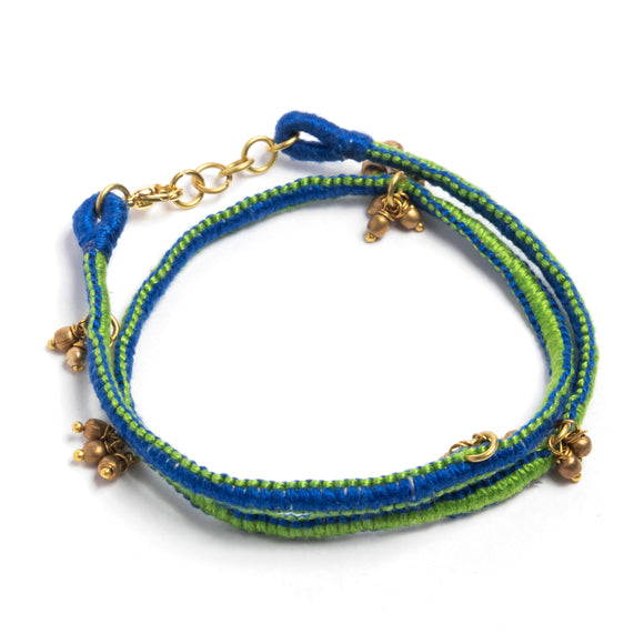 Green and Blue Thread Adjustable Bracelet TBr02