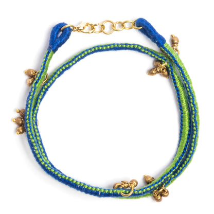 Green and Blue Thread Adjustable Bracelet TBr02