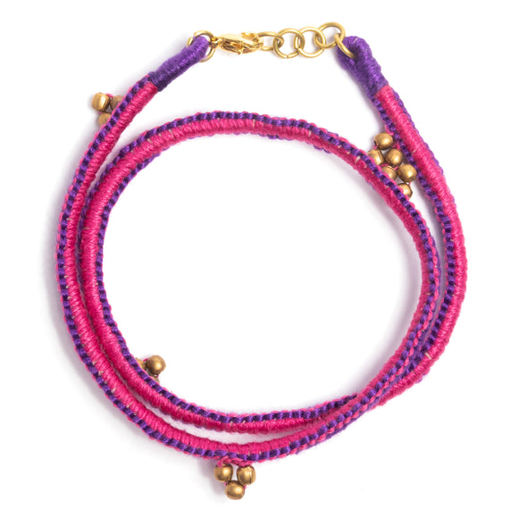 Purple and Pink Thread Adjustable Bracelet TBr04