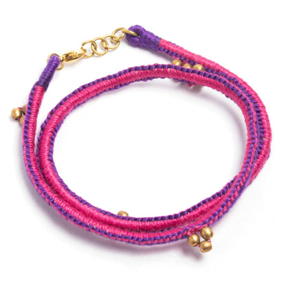 Purple and Pink Thread Adjustable Bracelet TBr04