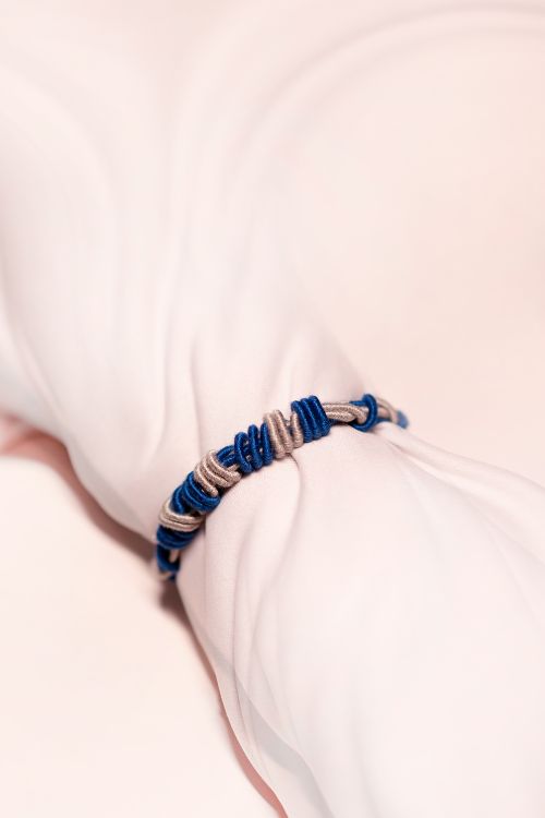 Miharu Hand Crafted Cord Wristband Bracelet Blue and Grey TBr12