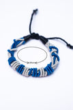 Miharu Hand Crafted Cord Wristband Bracelet Blue and Grey TBr12