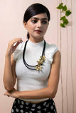 Black Multi layer Brass Floral Thread Bead Necklace