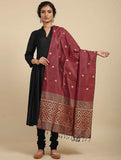 Maroon Pure Silk Hand Woven Dupatta MIH01