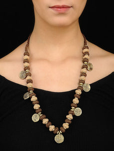 Brown Beige Gold Tone Necklace TR03