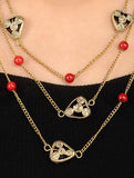 Gold Tone Necklace with Corals CD1943b