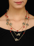 Gold Tone Necklace with Corals CD1943b
