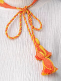 Orange-Yellow Brass Thread Choker Necklace D6b